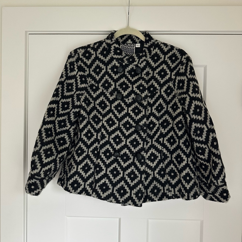 Black and White Patterned Women's Jacket